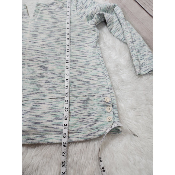 T By Talbots Womens Green Blue Metallic Pullover Side Buttons Sweater Size XL - Picture 6 of 6